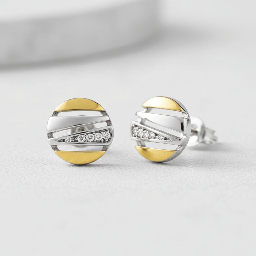 Ohrstecker 925 Silber zweifarbig Zirkonia - Avrum