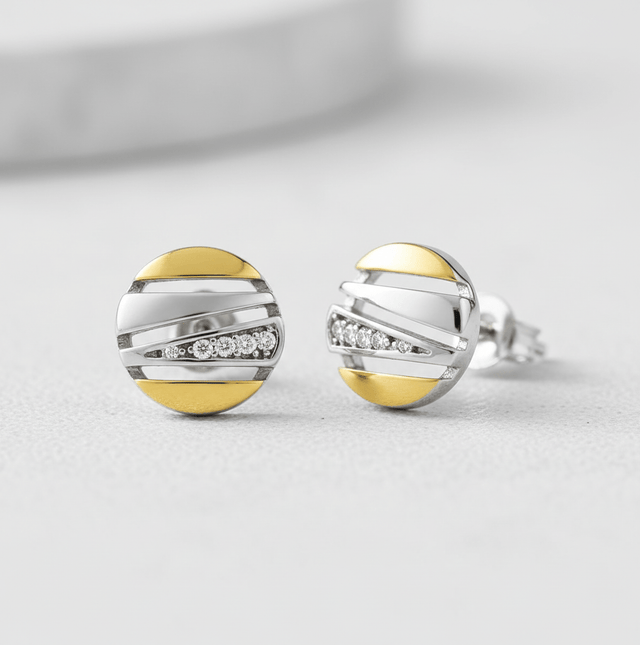 Ohrstecker 925 Silber zweifarbig Zirkonia - Avrum