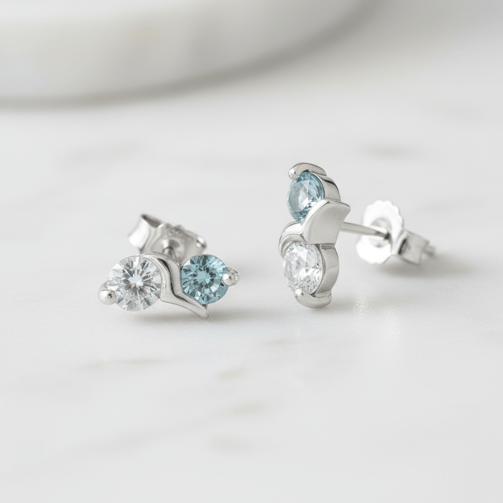 Ohrstecker 925 Sterling Silber rhodiniert Zirkonia und Kristall - Avrum