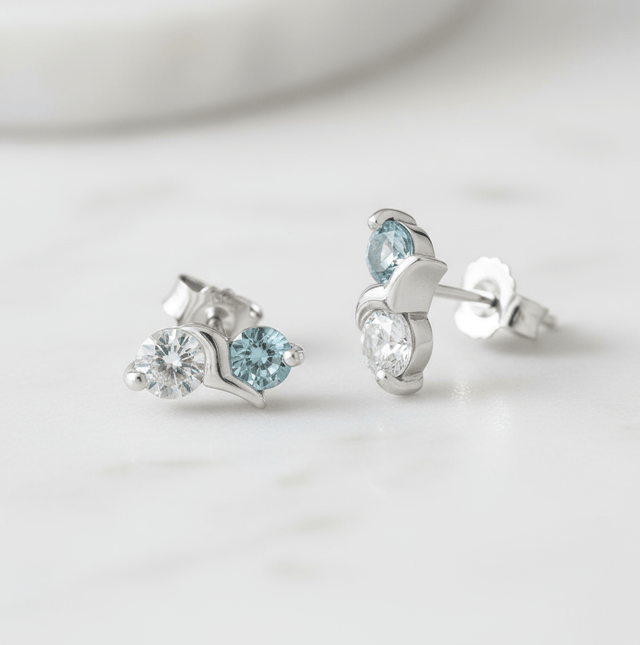 Ohrstecker 925 Sterling Silber rhodiniert Zirkonia und Kristall - Avrum