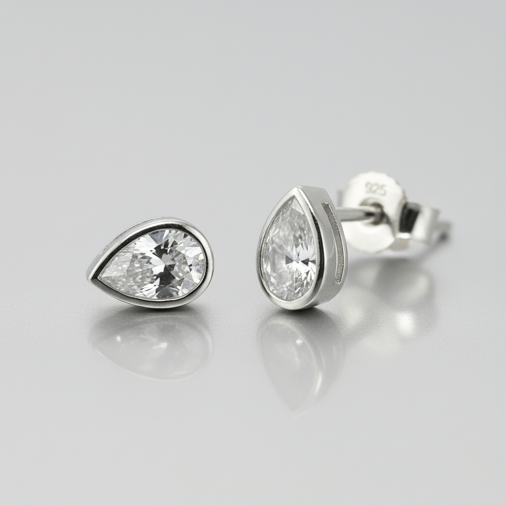 Ohrstecker 925 Sterling Silber Zirkonia weiß Rhodiniert - Avrum