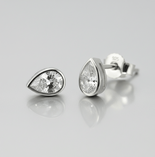 Ohrstecker 925 Sterling Silber Zirkonia weiß Rhodiniert - Avrum