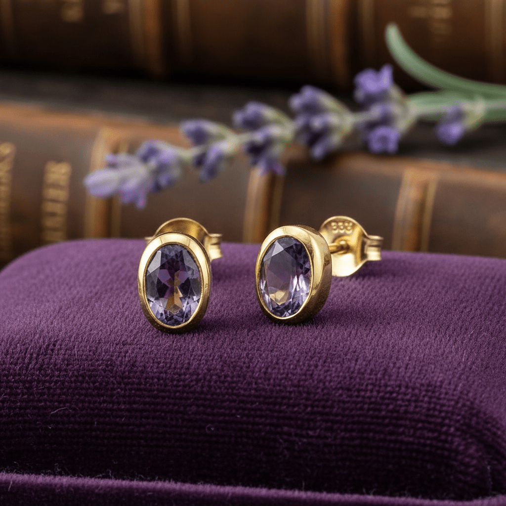 Ohrstecker Gelbgold mit Amethyst 333 - Avrum