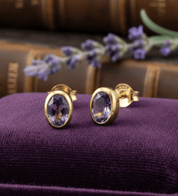 Ohrstecker Gelbgold mit Amethyst 333 - Avrum