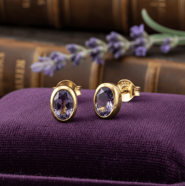 Ohrstecker Gelbgold mit Amethyst 333 - Avrum