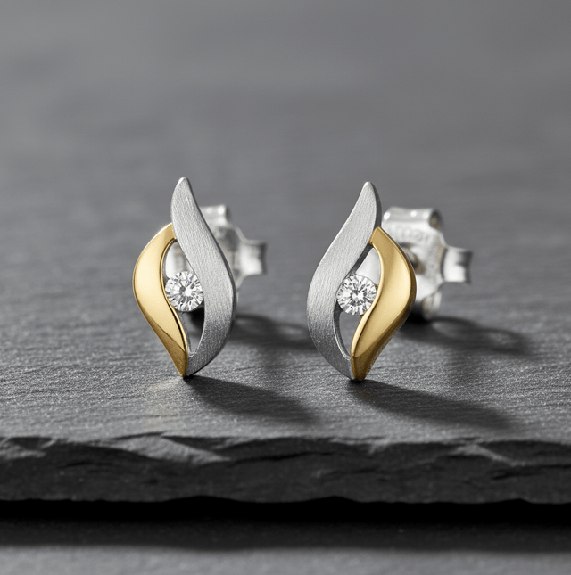 Ohrstecker Silber zweifarbig - Avrum