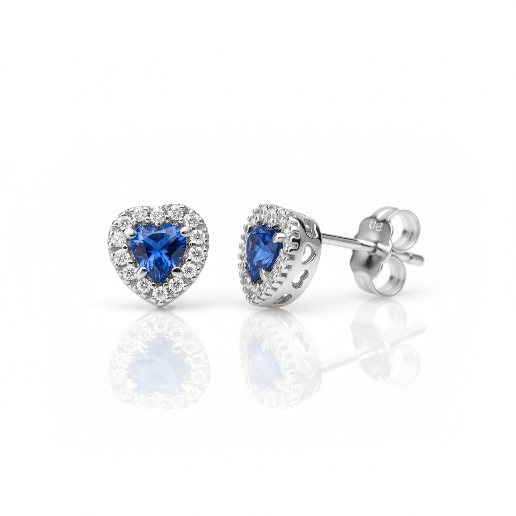 Ohrstecker Weißgold Zirkonia blau und weiß 585 - Avrum