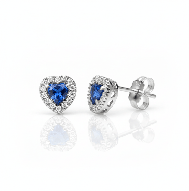 Ohrstecker Weißgold Zirkonia blau und weiß 585 - Avrum