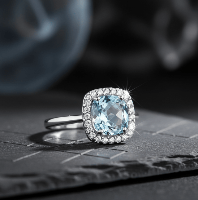 Ring 375 Weißgold mit 1 Topas und Zirkonia 052 (16,6) - Avrum