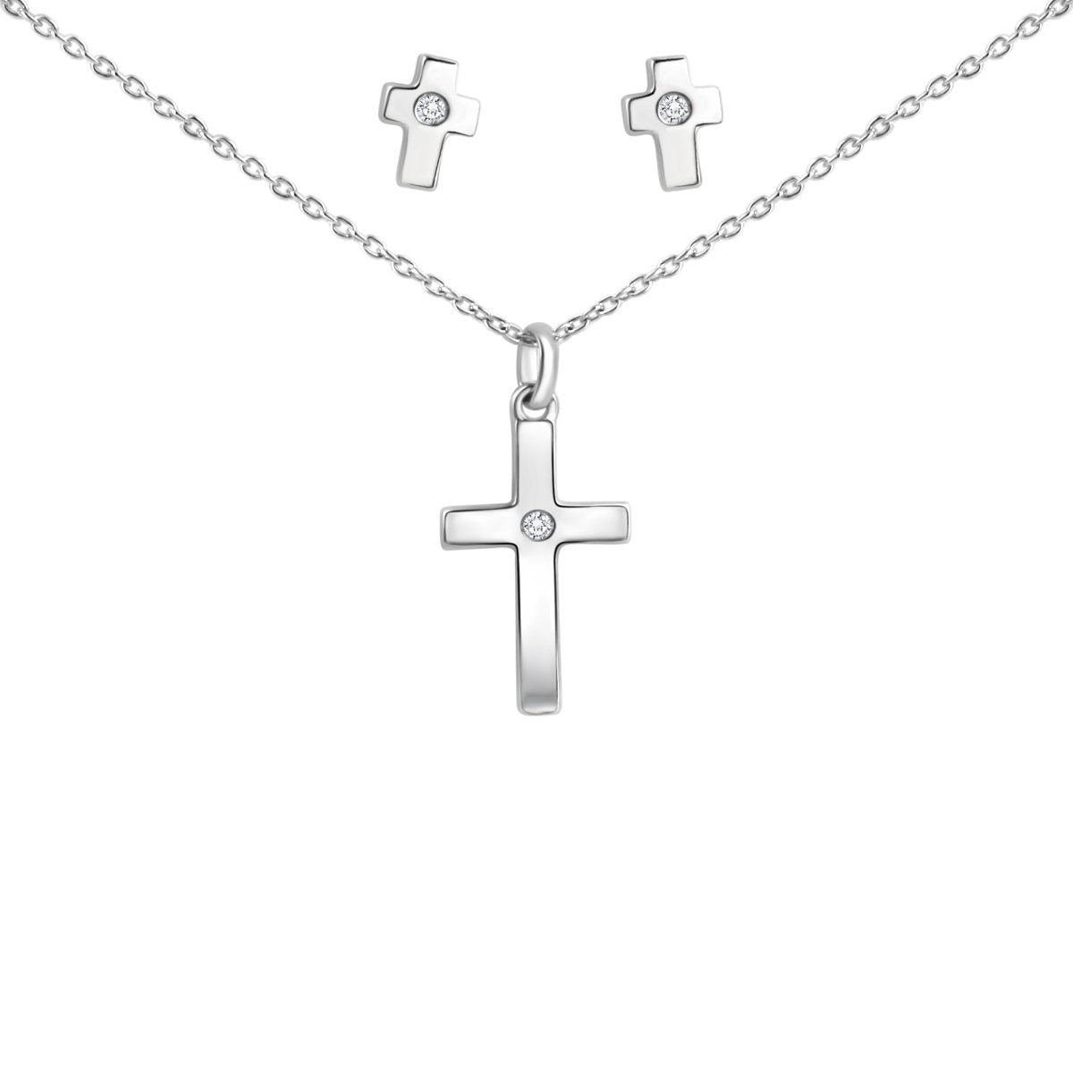 Set Anhänger/Kette und Ohrstecker 925 Sterling Silber rhodiniert 3 - teiliges Set - Avrum