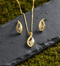 Set Anhänger/Kette und Ohrstecker 925 Sterling Silber vergoldet Zirkonia - Avrum