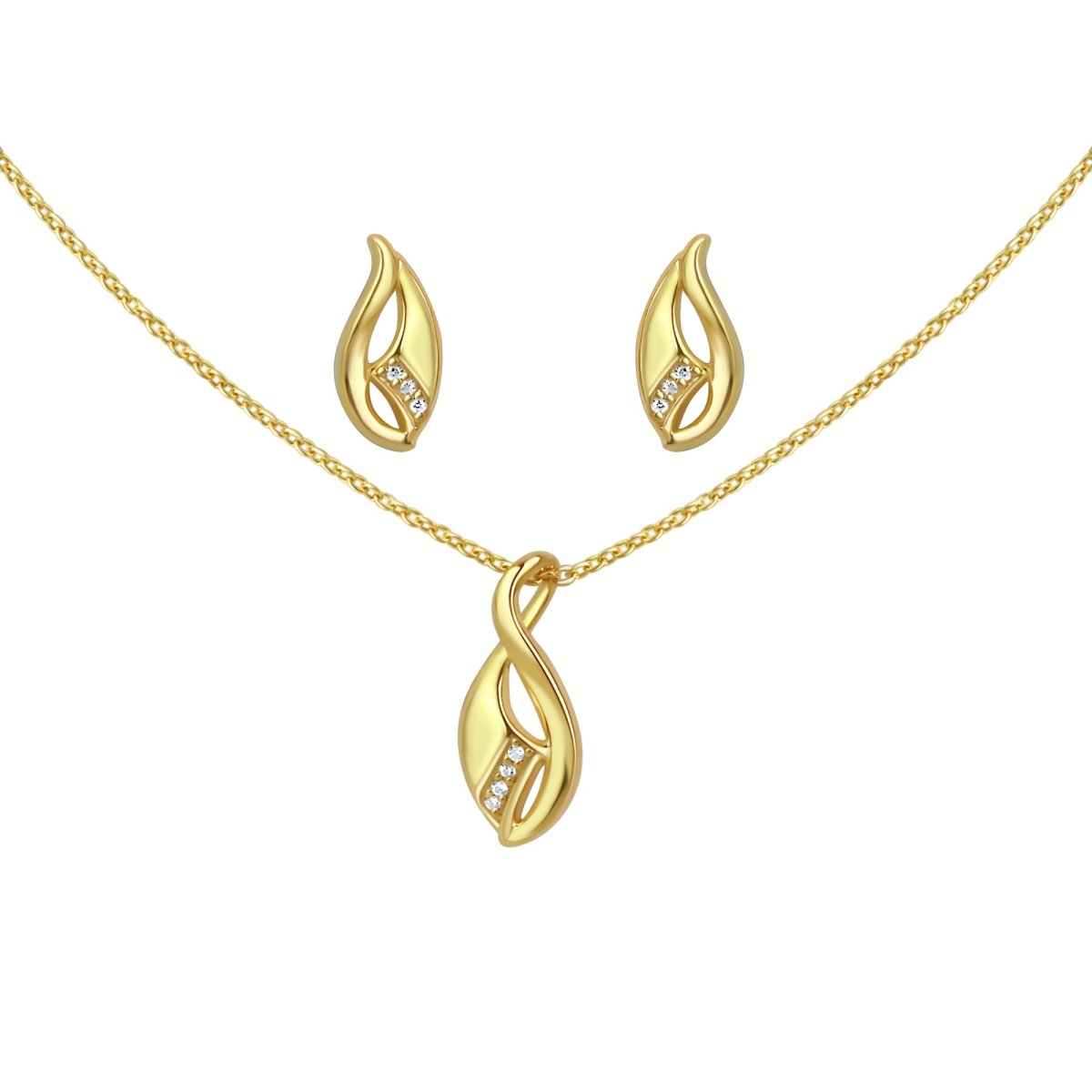 Set Anhänger/Kette und Ohrstecker 925 Sterling Silber vergoldet Zirkonia - Avrum