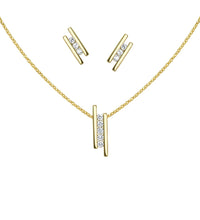 Set Anhänger/Kette und Ohrstecker 925 Sterling Silber vergoldet Zirkonia - Avrum