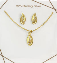 Set Anhänger/Kette und Ohrstecker 925 Sterling Silber vergoldet Zirkonia - Avrum