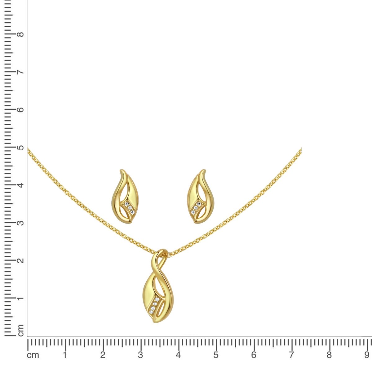 Set Anhänger/Kette und Ohrstecker 925 Sterling Silber vergoldet Zirkonia - Avrum